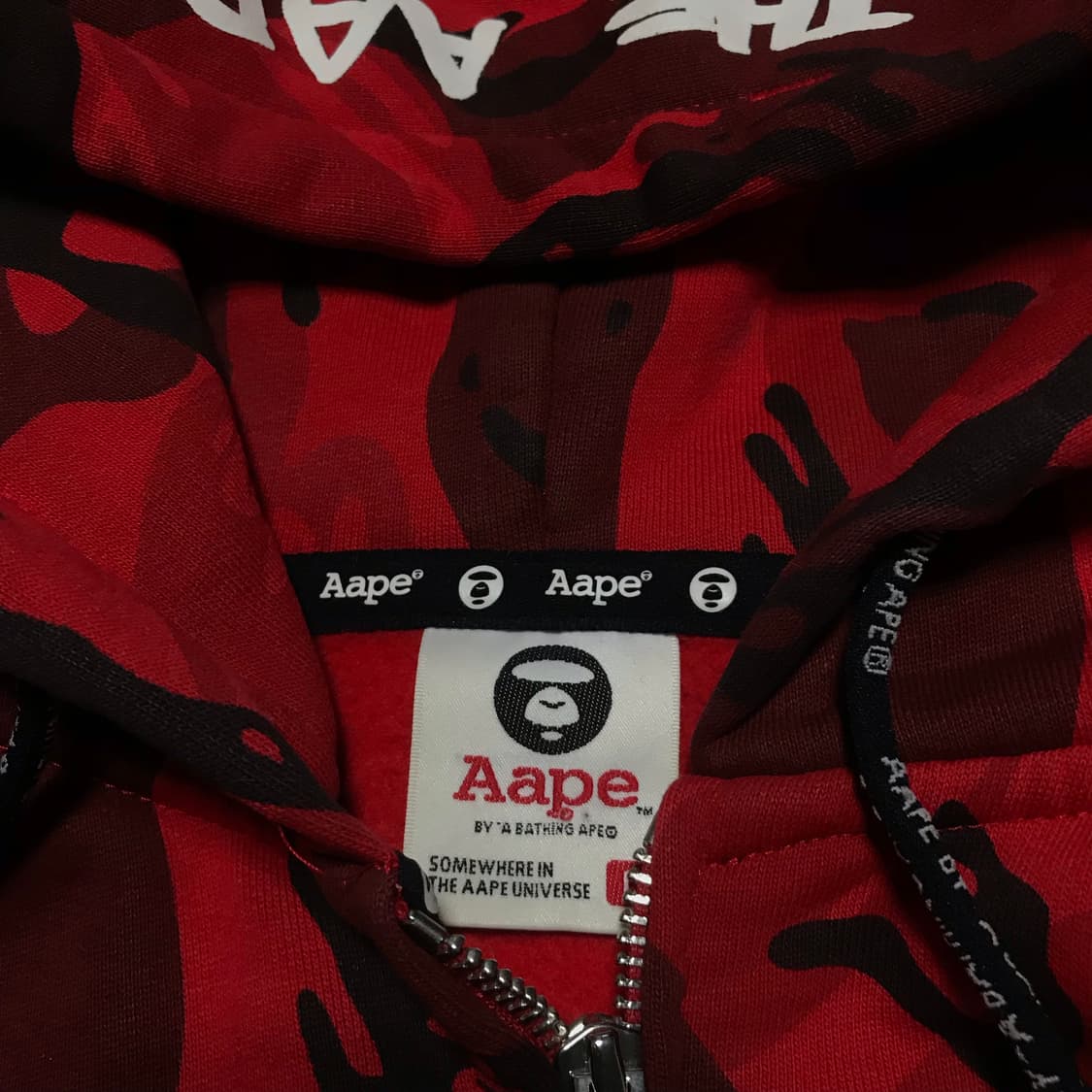 극미중고 Aape by a bathing ape 사루 레드카모 후드집업  상품이미지6