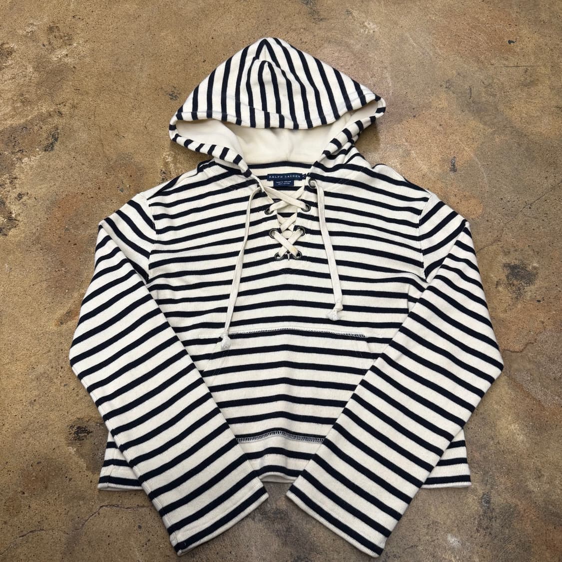 폴로 랄프로렌 스트라이프 흰검 후드티  상품이미지2