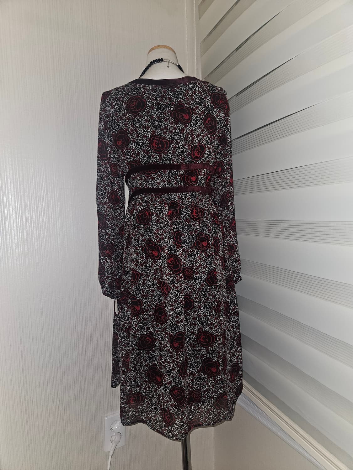 빈티지 다크로즈 벨벳 드레스 상품이미지3