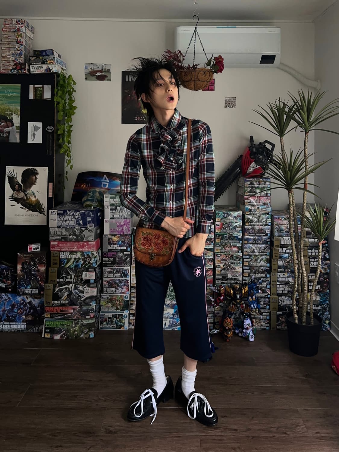 Converse 핑크 파이핑 크롭 팬츠 상품이미지3