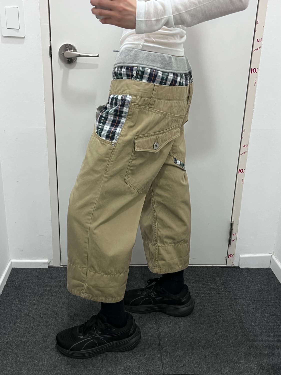 체크 레이어드 7부 카프리 팬츠 상품이미지2