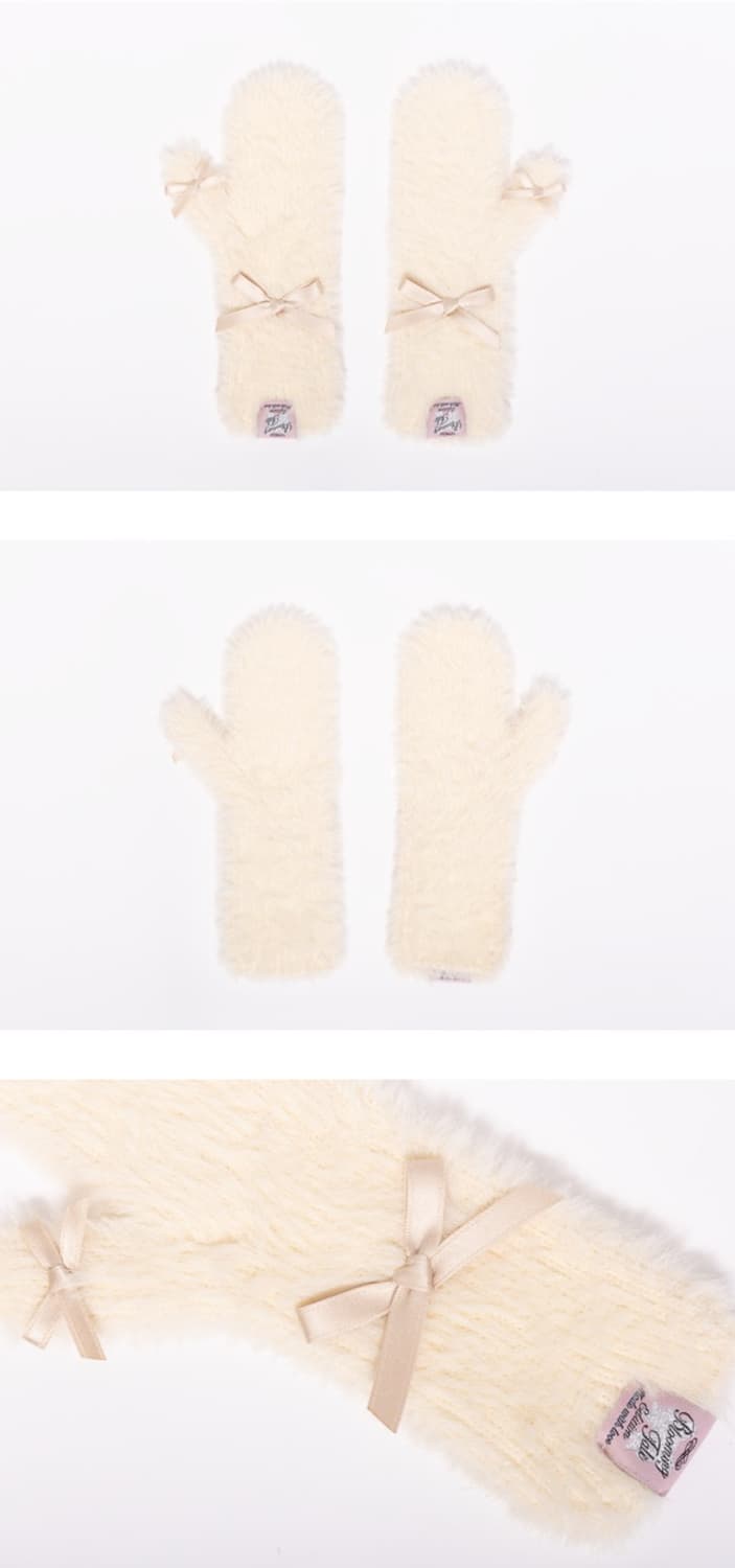 블루밍테일 플러피 리본장갑 아이보리 상품이미지2