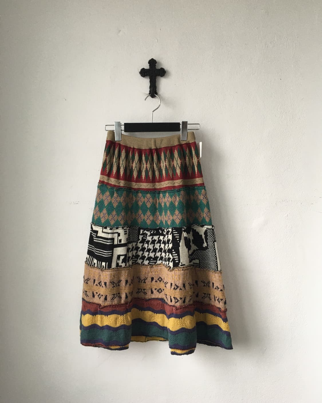 Ethnic mood patch work knit skirt 상품이미지1