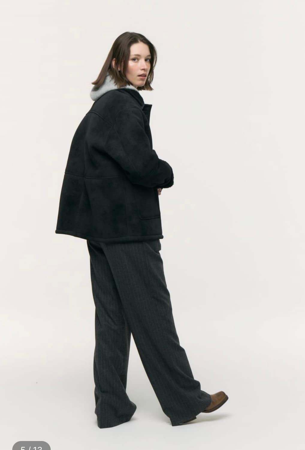 카달로그 무스탕 Martha Shearling Jacket(Black) 상품이미지5