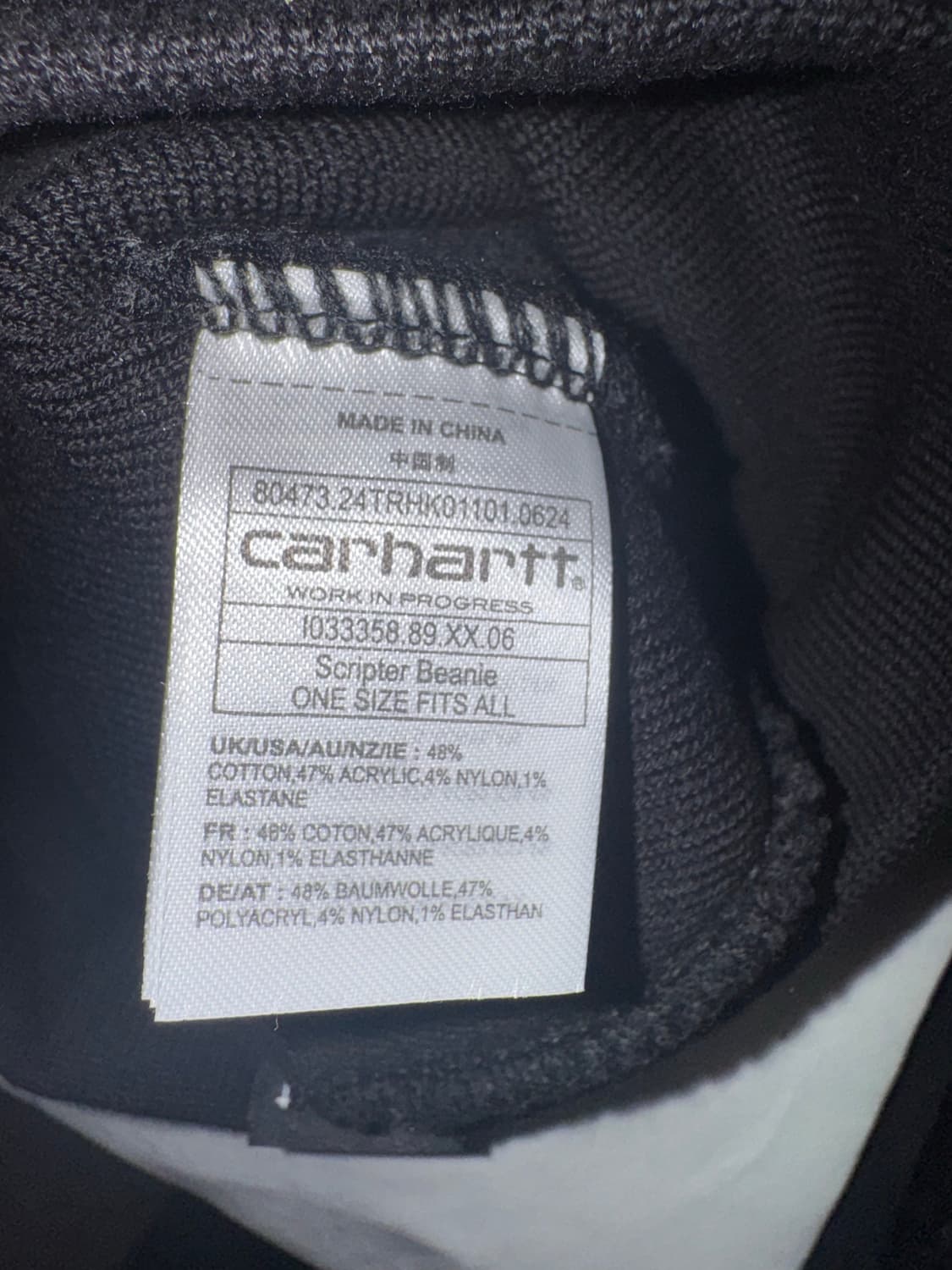 칼하트 스크립터 비니 블랙 원사이즈 새상품 상품이미지3