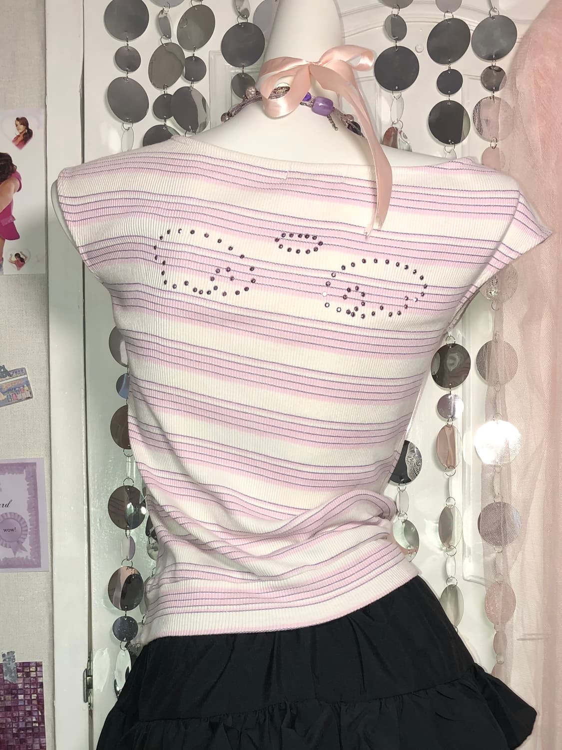 babe pink stripe top 상품이미지2