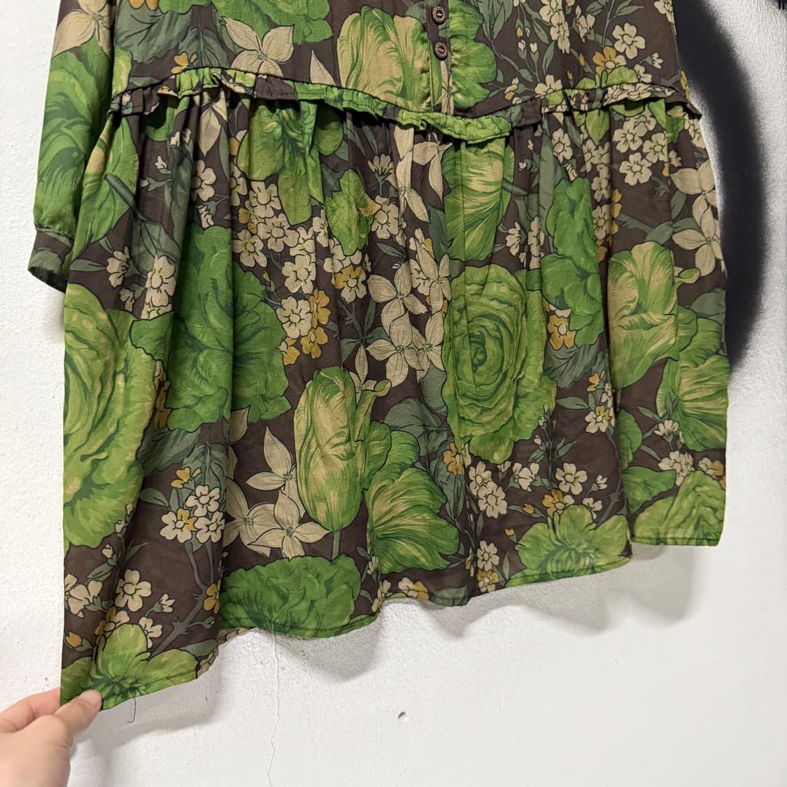 VTG 빈티지 그린 페어리 프릴 시스루 블라우스 상품이미지4