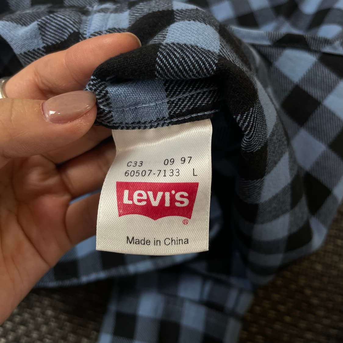 리바이스 블루 블랙 체크 투포켓 긴팔 셔츠 100 상품이미지6