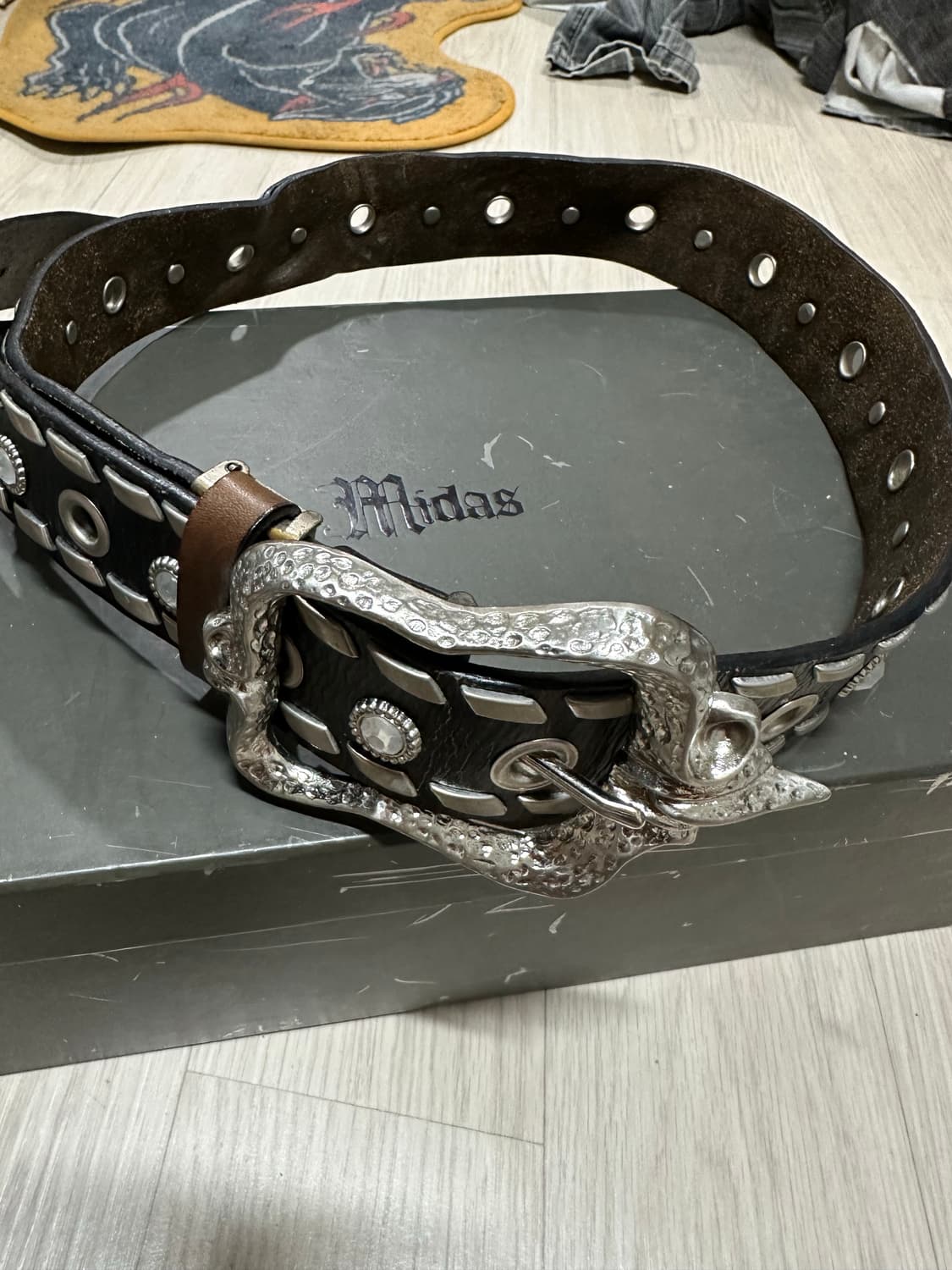 00‘s diavlo leather studs belt 상품이미지4