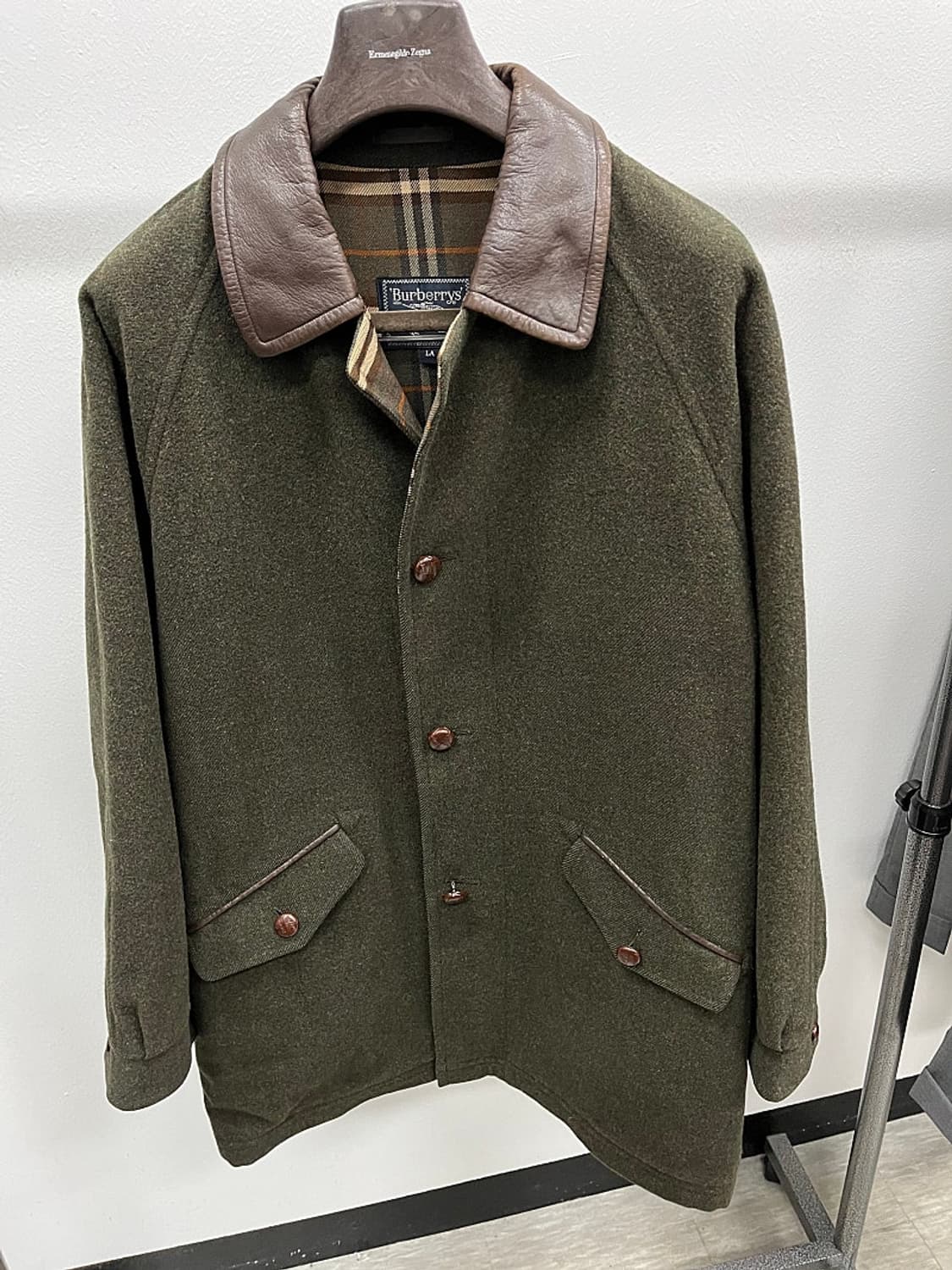 105) 버버리 90s 레더카라 울코트  상품이미지3