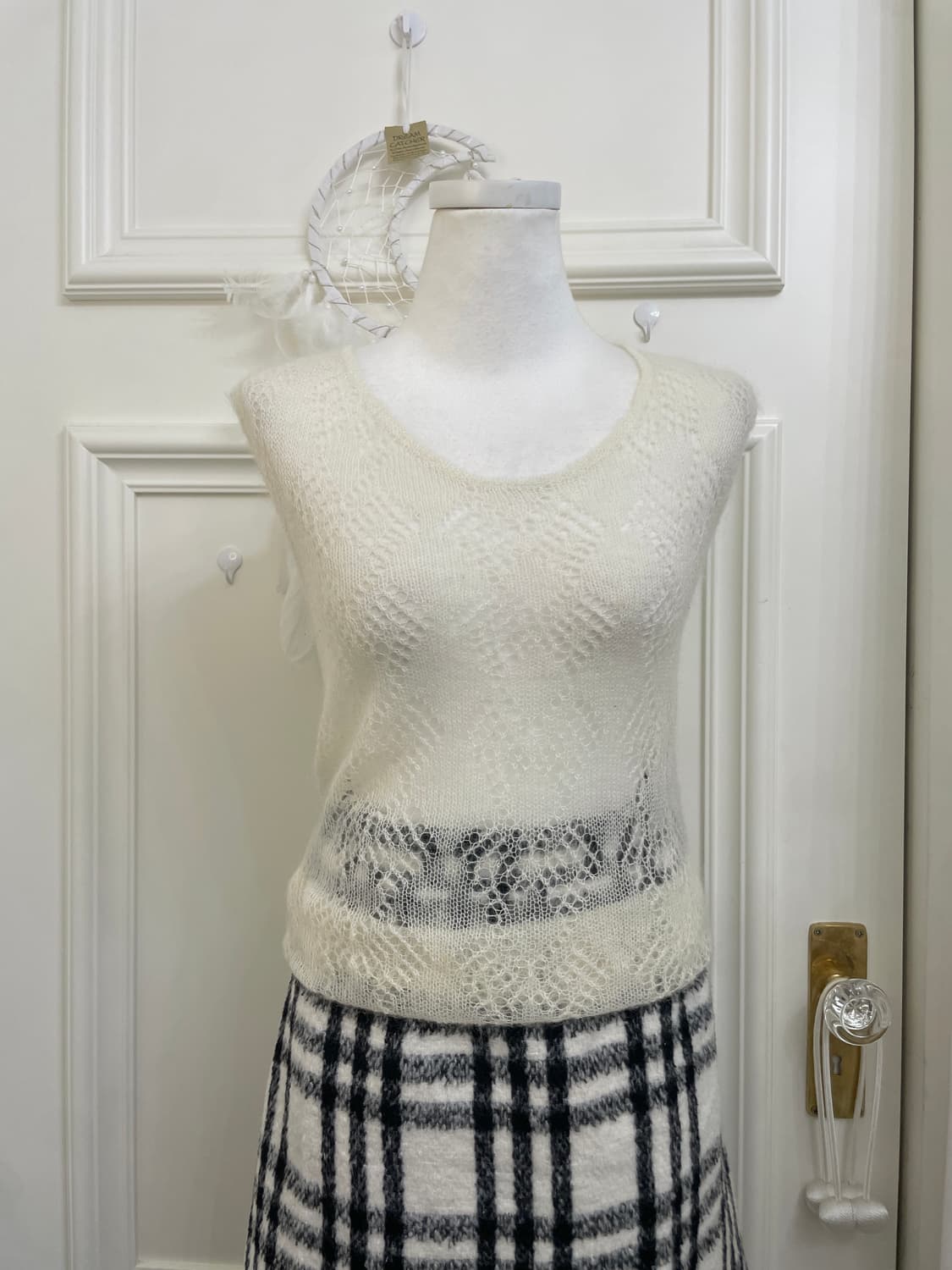 cream ruffle cardigan&crochet lace-up sl 상품이미지8