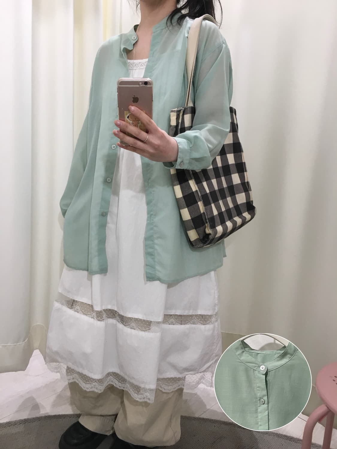 Mint Semi-Sheer Shirt 상품이미지1