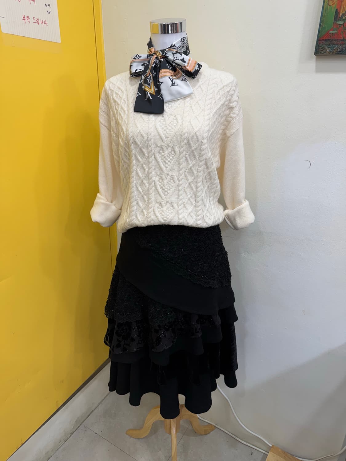 vtg 블랙 레이어드 롱 스커트  상품이미지1