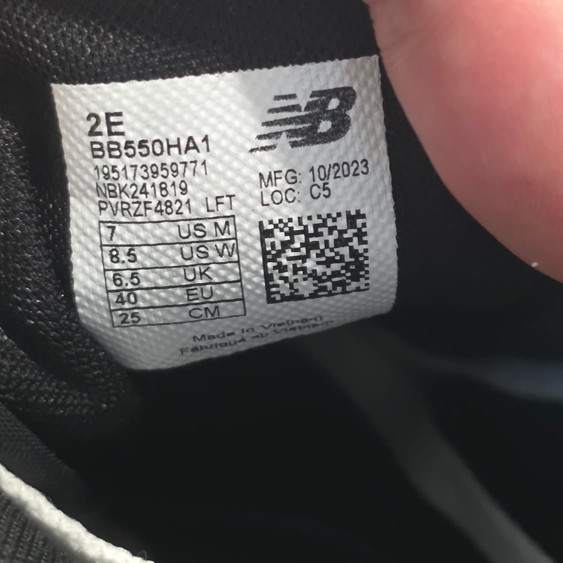 2a-6:뉴발란스 550 화이트 블랙 (250mm) 상품이미지9