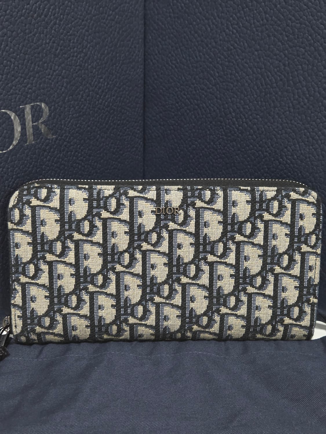 [새상품] 디올 오블리크 자카드 지퍼 장지갑 베이지 상품이미지2