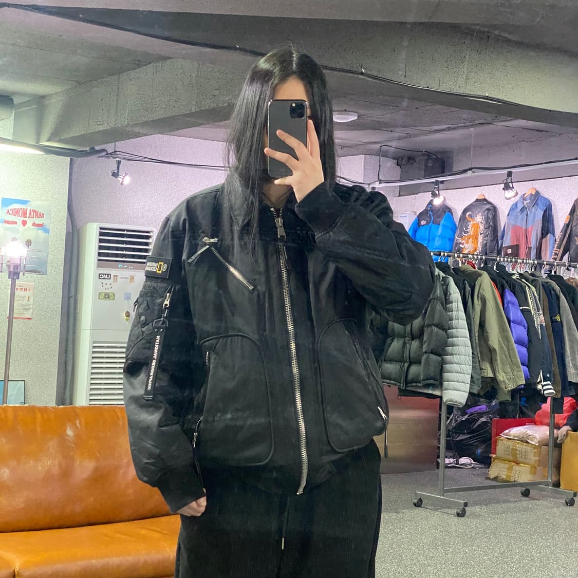 내셔널지오그래픽 포켓 블랙 덕다운 항공 점퍼 자켓 B3889 상품이미지1