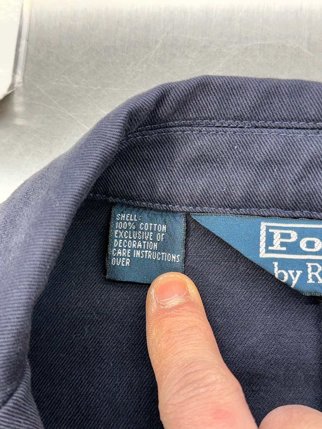 폴로 랄프로렌 90s 네이비 스크램블 와펜 3b 코튼 블레이저 자켓 상품이미지8