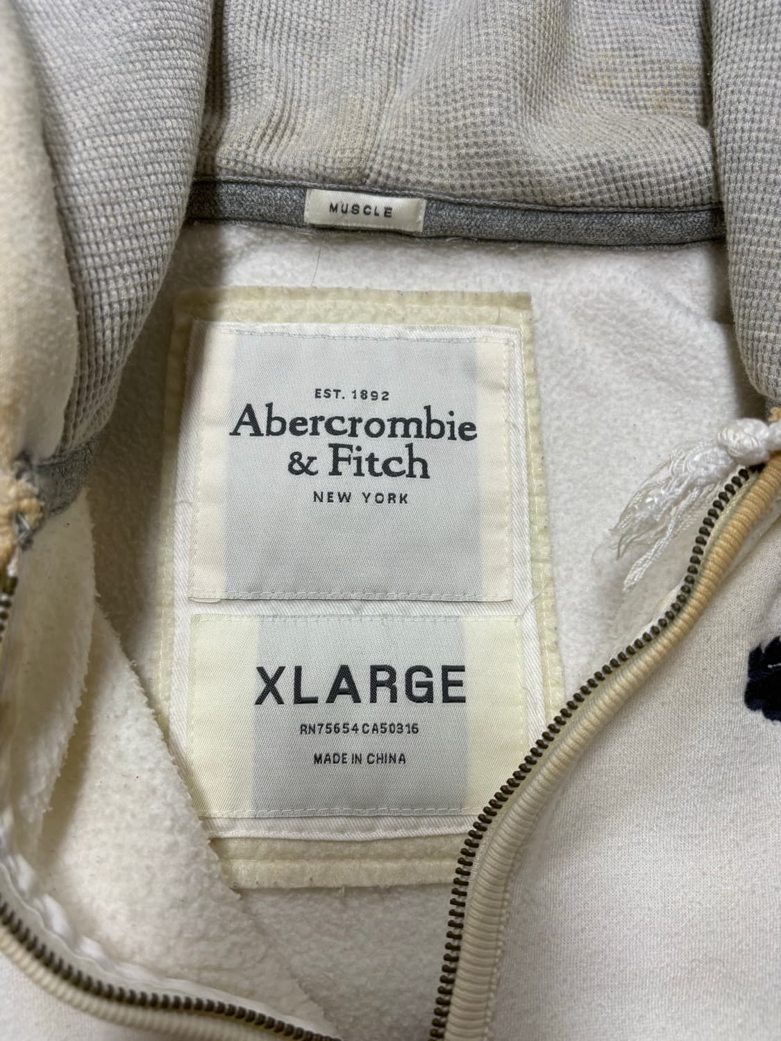 아베크롬비 후드집업 화이트 xl 상품이미지2