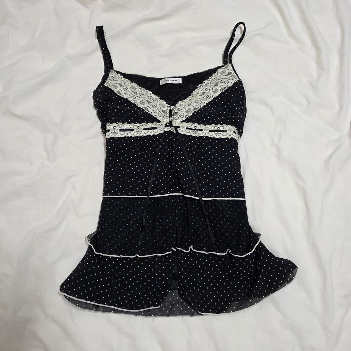 공겜여주 히메갸루 블랙 캉캉 도트 나시 스커트 가디건 세트 트랄라라깔 상품이미지3