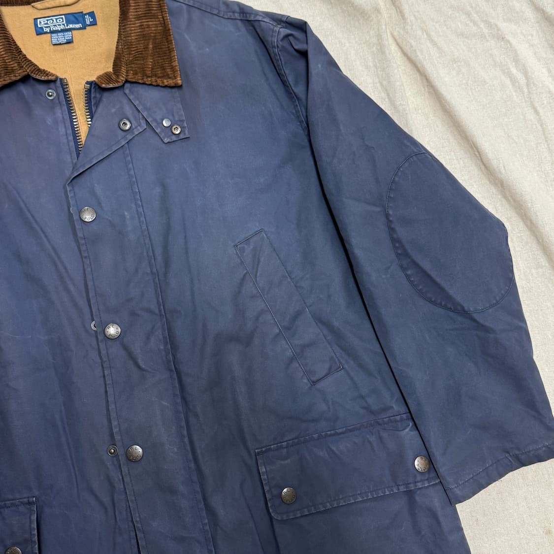 폴로랄프로렌 90s 코튼 라이닝 왁스 배색 헌팅 자켓 L 상품이미지2