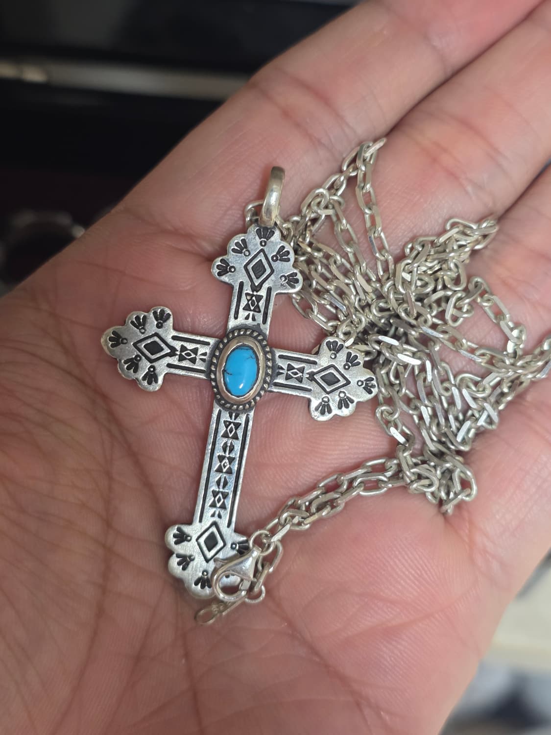 더가이즈 x 렌도 터키석 크로스 펜던트 목걸이 상품이미지2