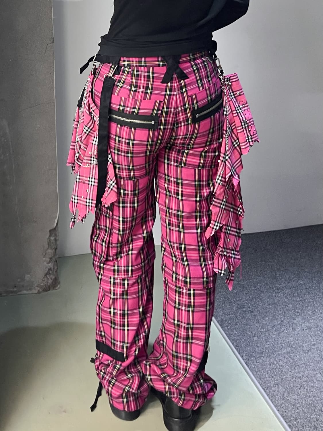트립 Nyc 핑크 플래이드 카고 팬츠 상품이미지3