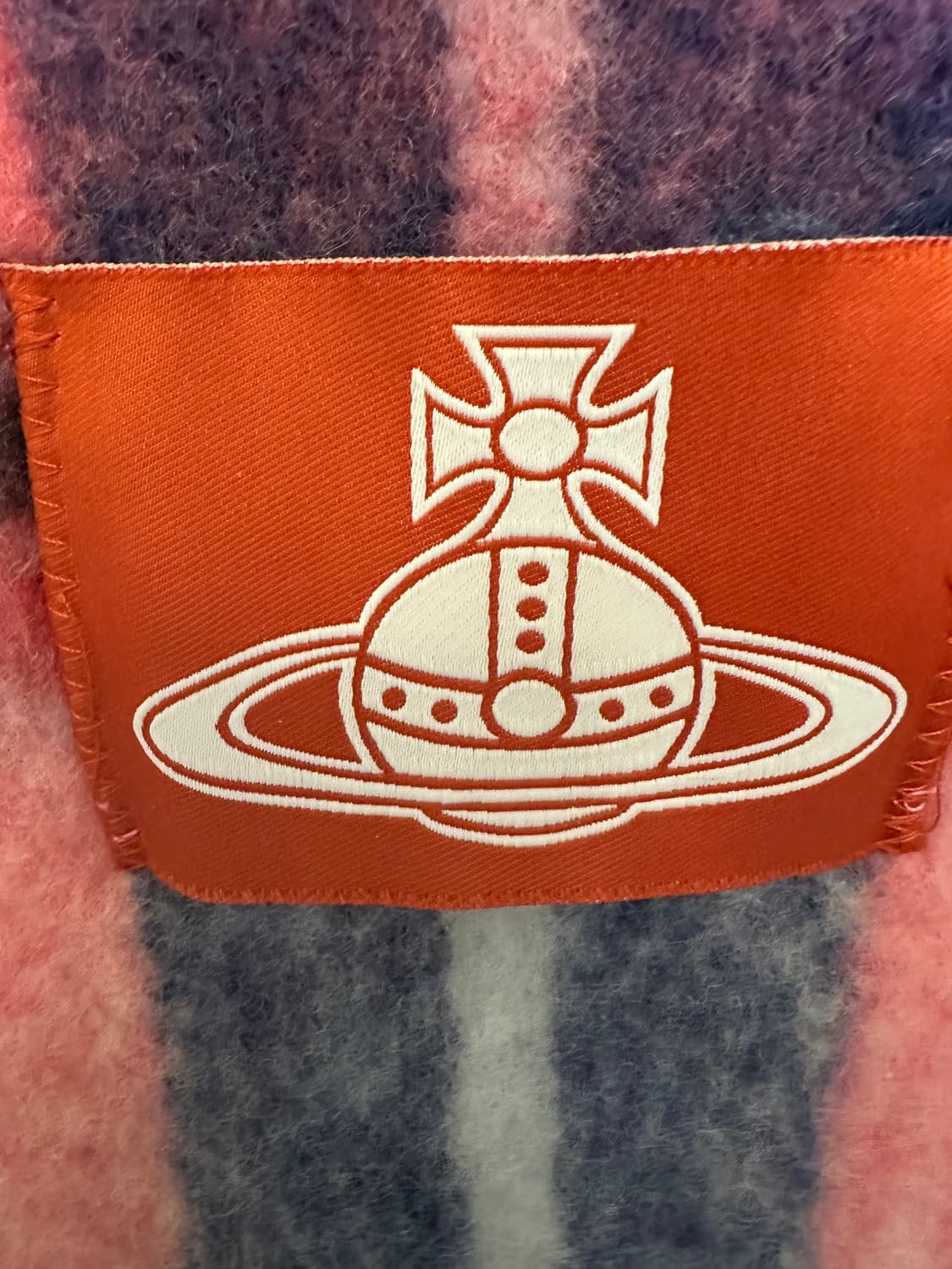 비비안웨스트우드 체크 모헤어울머플러 핑크 네이비 남여공용 상품이미지5