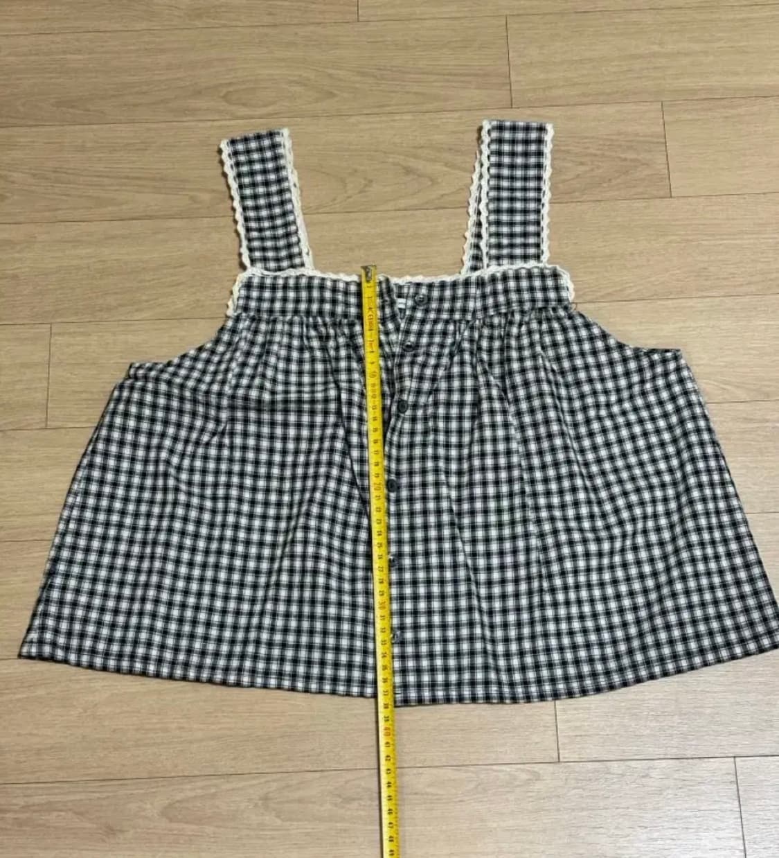 체크 패턴 민소매 블라우스 슬리브리스 나시 잔체크 깅엄체크 여성 슬리브탑 상품이미지2