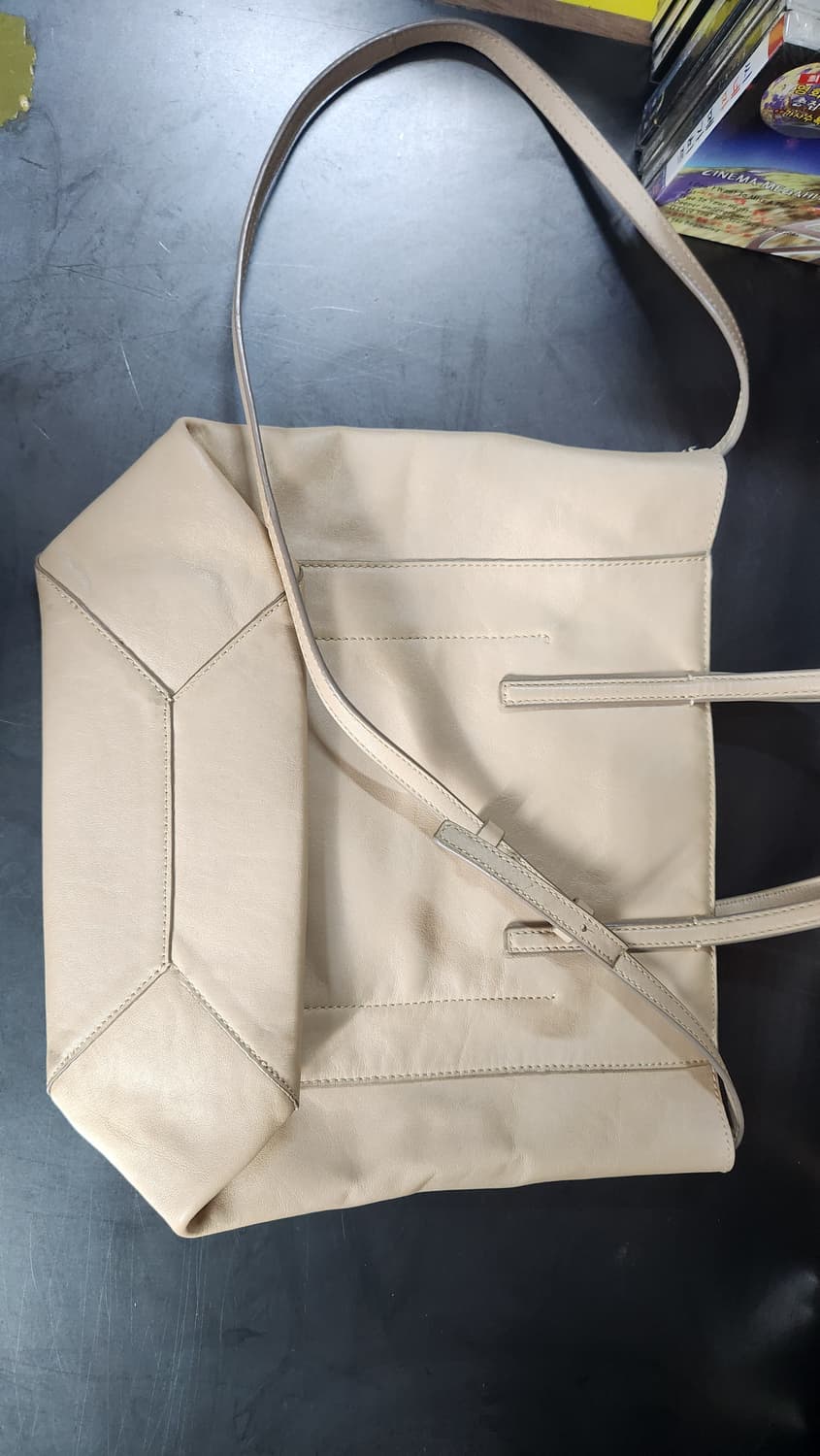 마시모두띠 베이지 가죽 토트백 상품이미지5