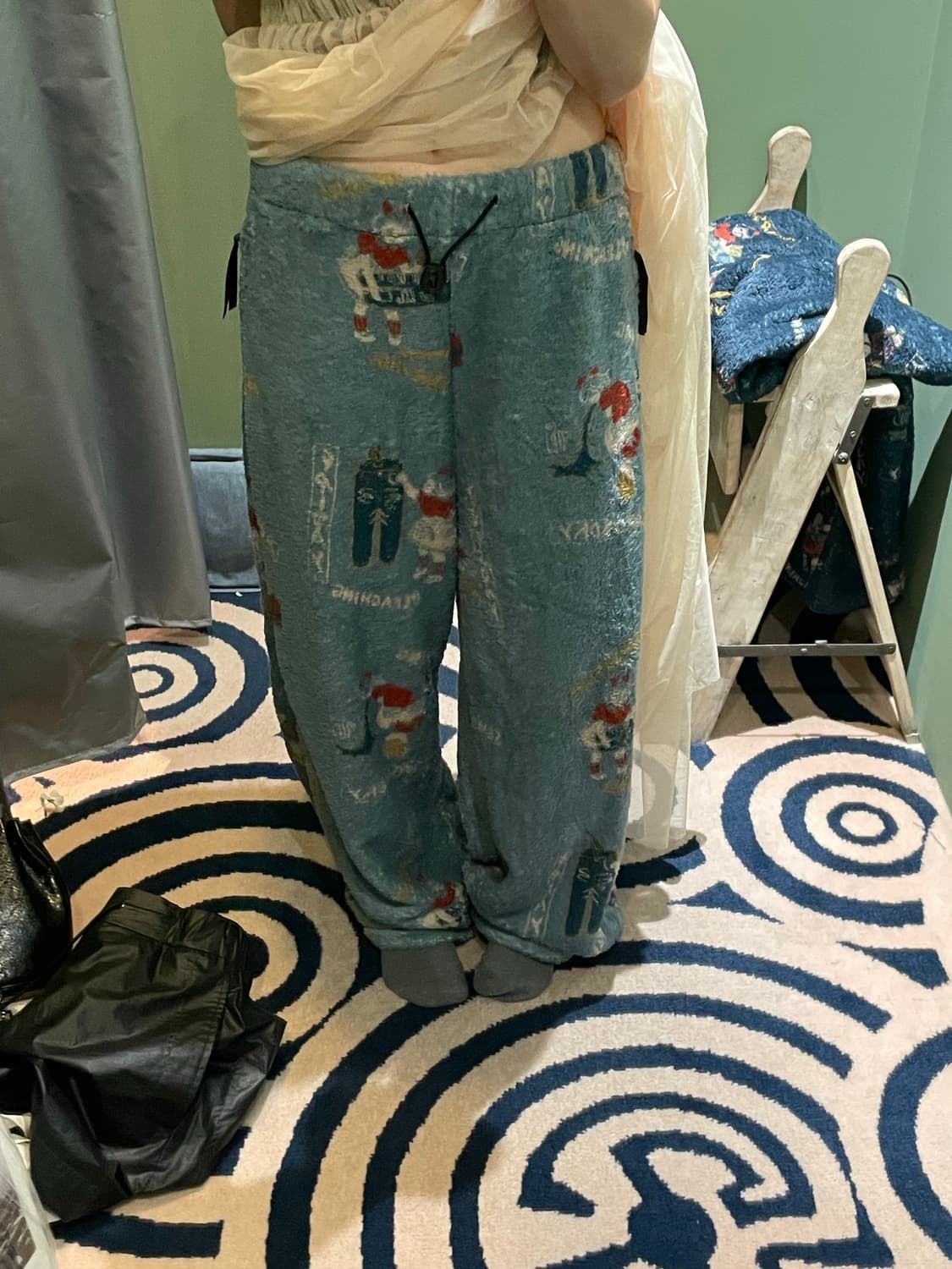 KAPITAL 캐피탈 컨트리 캘린더 패턴 플리스 이지 스트레이트 팬츠 상품이미지6