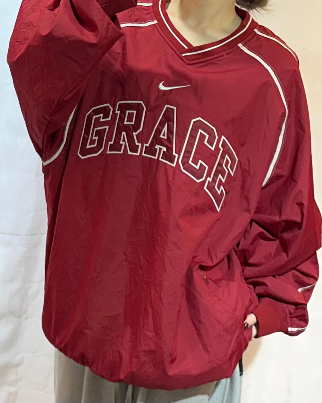 나이키 올드스쿨 버건디 풀오버 웜업 상품이미지1