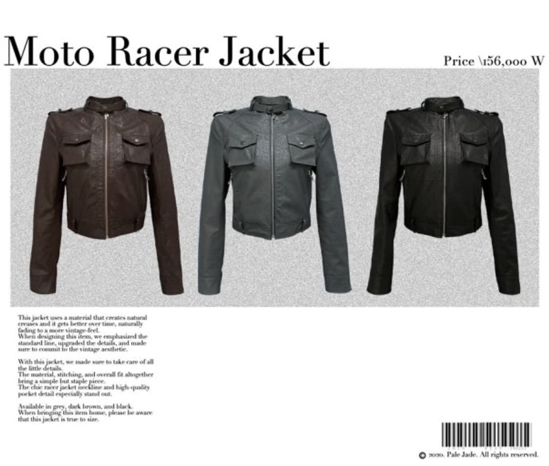 Palejade 모토 레이서 자켓 레더 봄버 크롭 상품이미지3