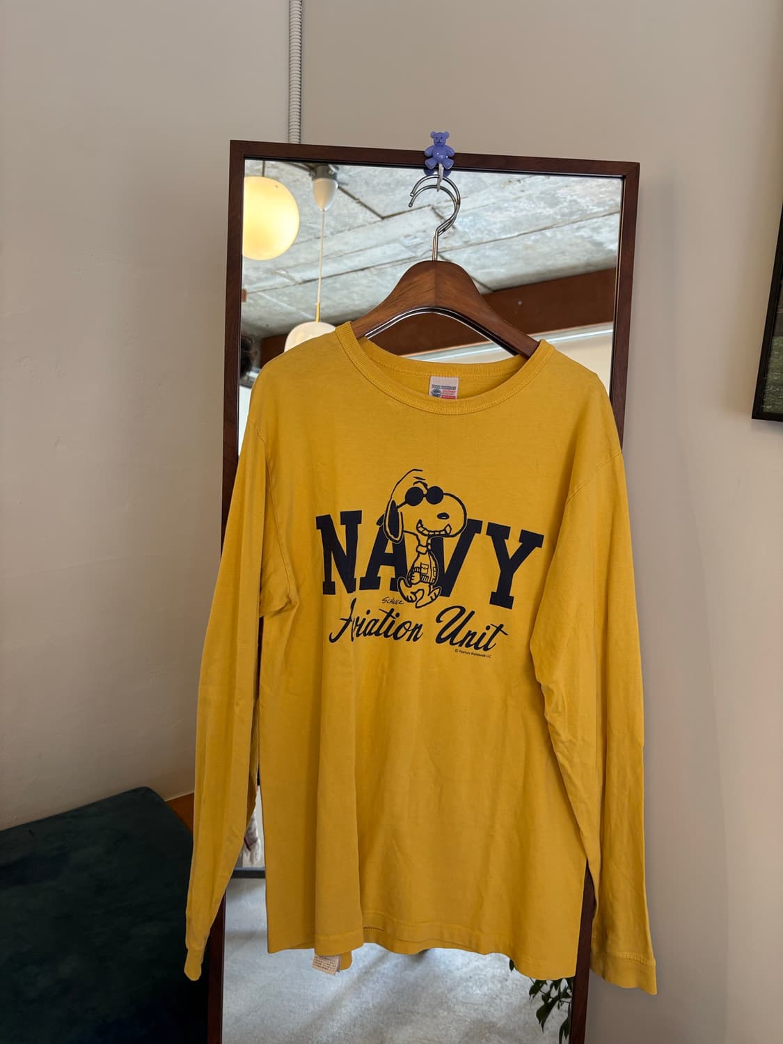 버즈릭슨 스누피 네이비 옐로우 긴팔 티셔츠 상품이미지2