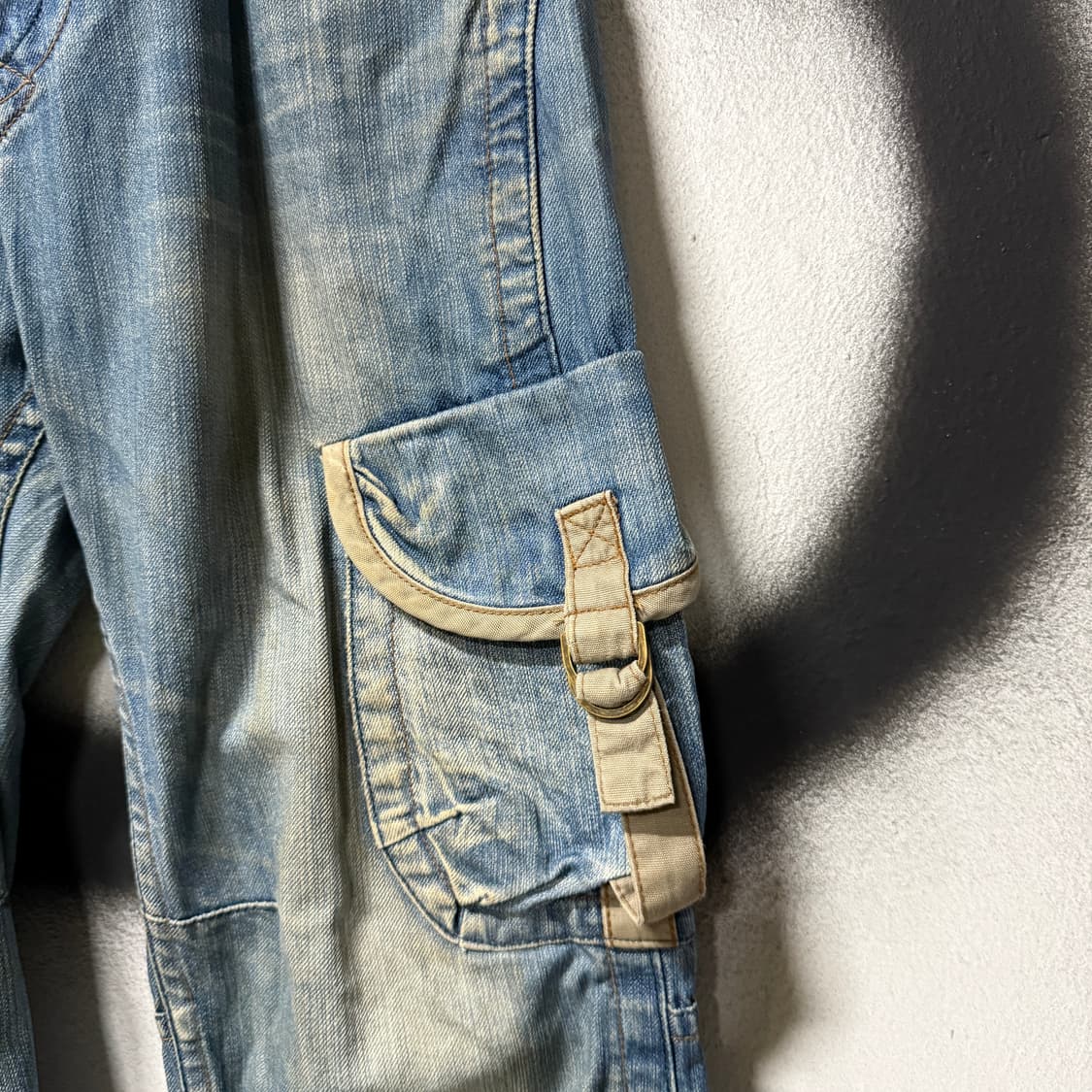 VTG 빈티지 빅사이즈 포켓 디테일 워싱 와이드 카고 데님 팬츠 상품이미지5