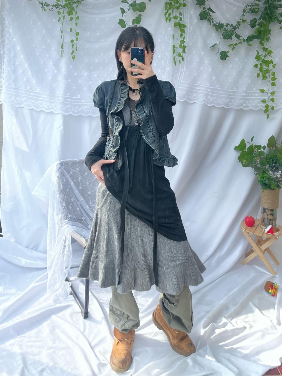 Frill detail denim lace jacket 상품이미지1