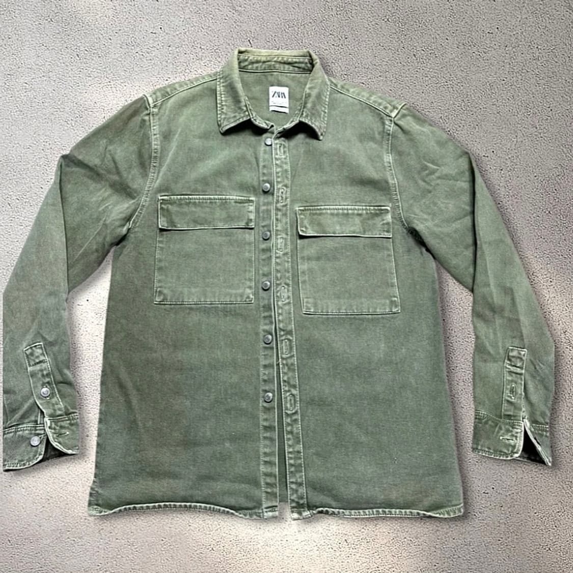 L(105) 자라 워크셔츠 자켓 셔켓 올리브 카키 밀리터리 상품이미지1