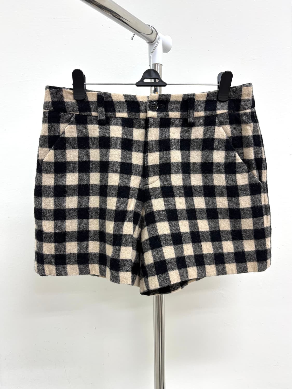 빈티지 베이지 체크 쇼츠 반바지 상품이미지4