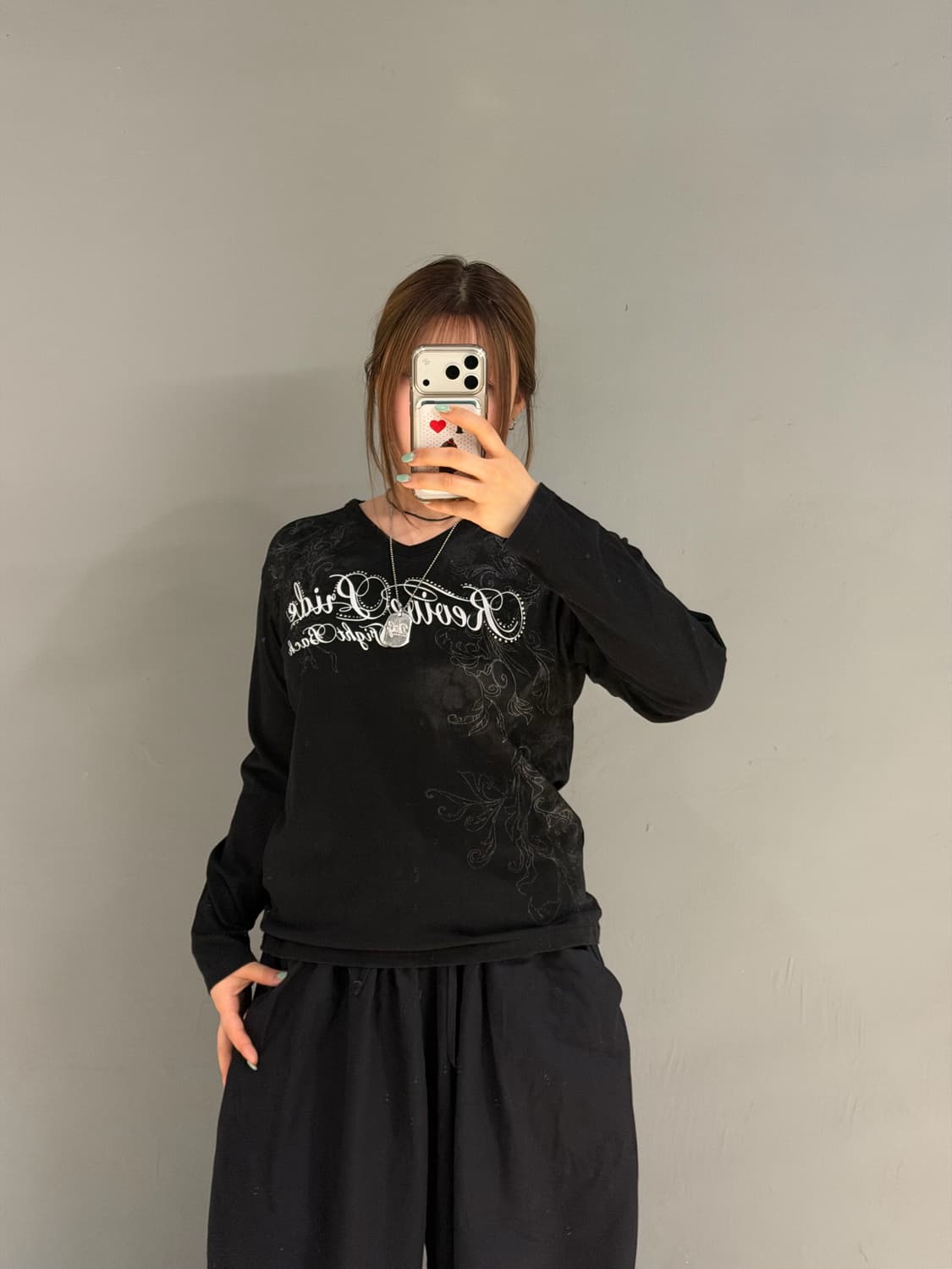smoking skull printing long sleeve 상품이미지2