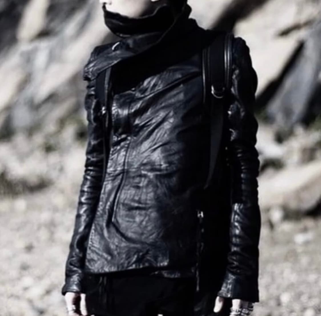 EKAM - 026 하이넥 레더 자켓 상품이미지8