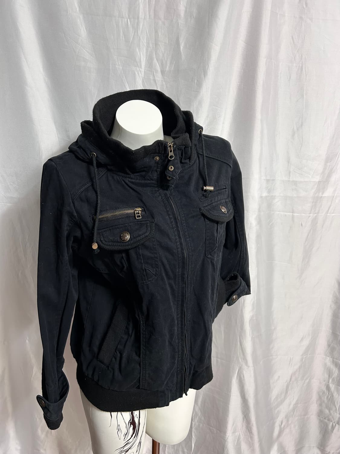 y2k 00s punk button detail hoodie jacket 상품이미지6