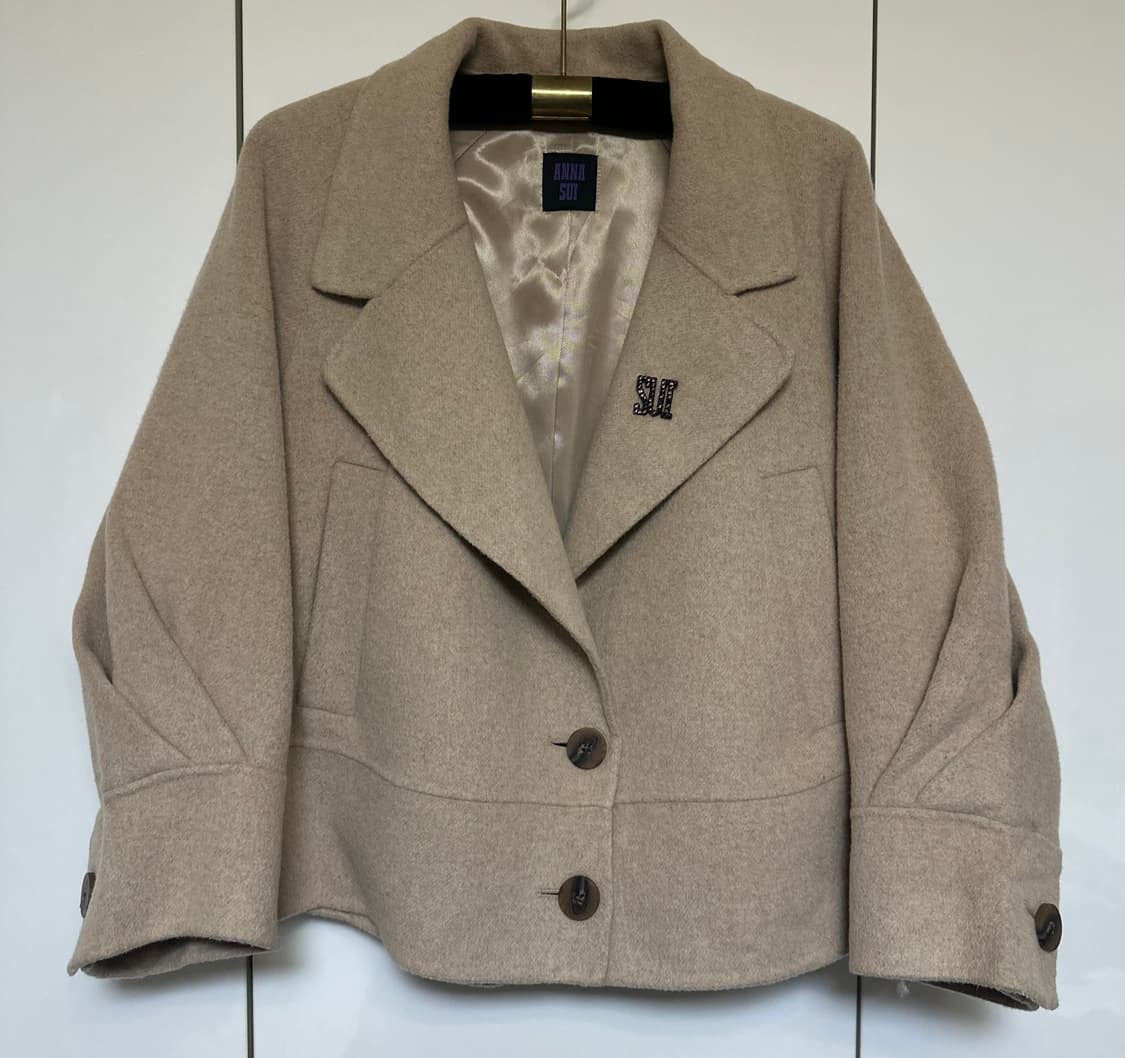 안나수이 베이지색 울 밍크 코트 상품이미지1