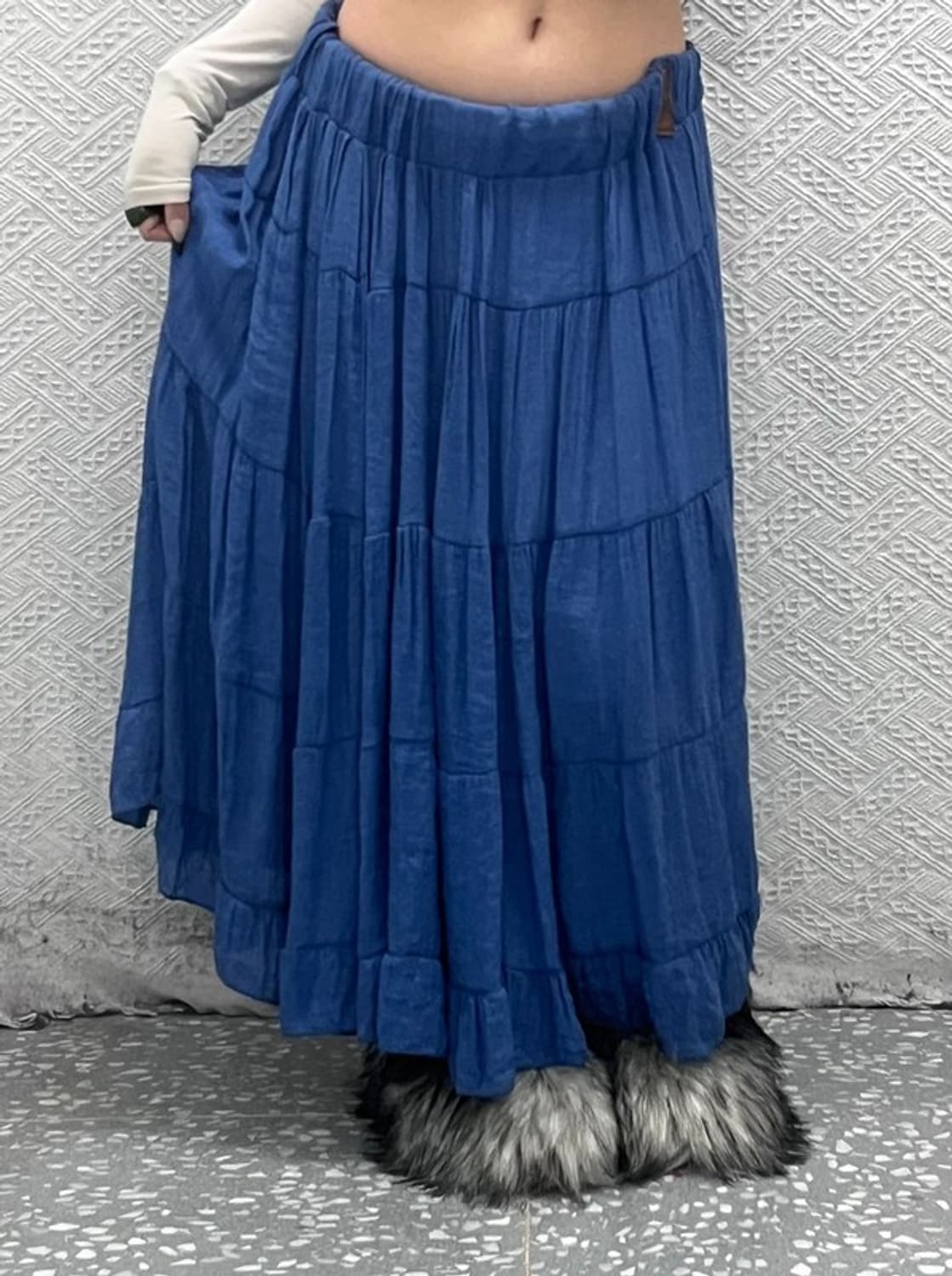 빈티지 모리걸 밴딩 여리 샤 롱스커트 30인치 C08418 상품이미지1