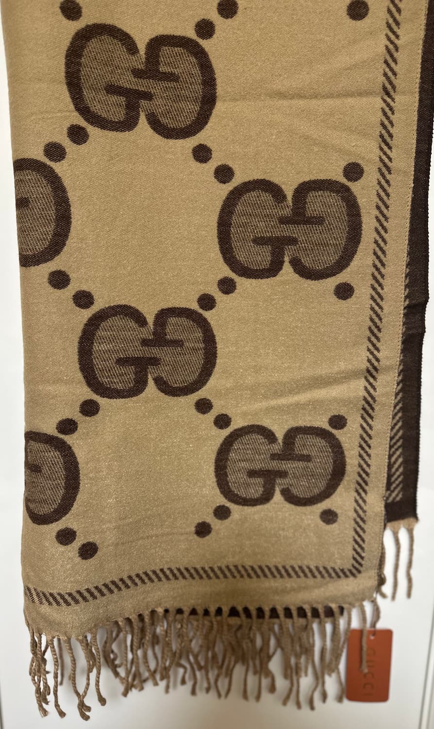 구찌 GG 패턴 캐시미어숄&머플러 브라운 베이지 남여공용 상품이미지4