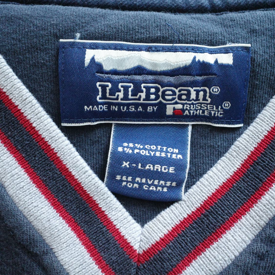 90s 엘엘빈 x 러셀 MADE IN USA 브이넥 스웨트 (XL) 상품이미지5