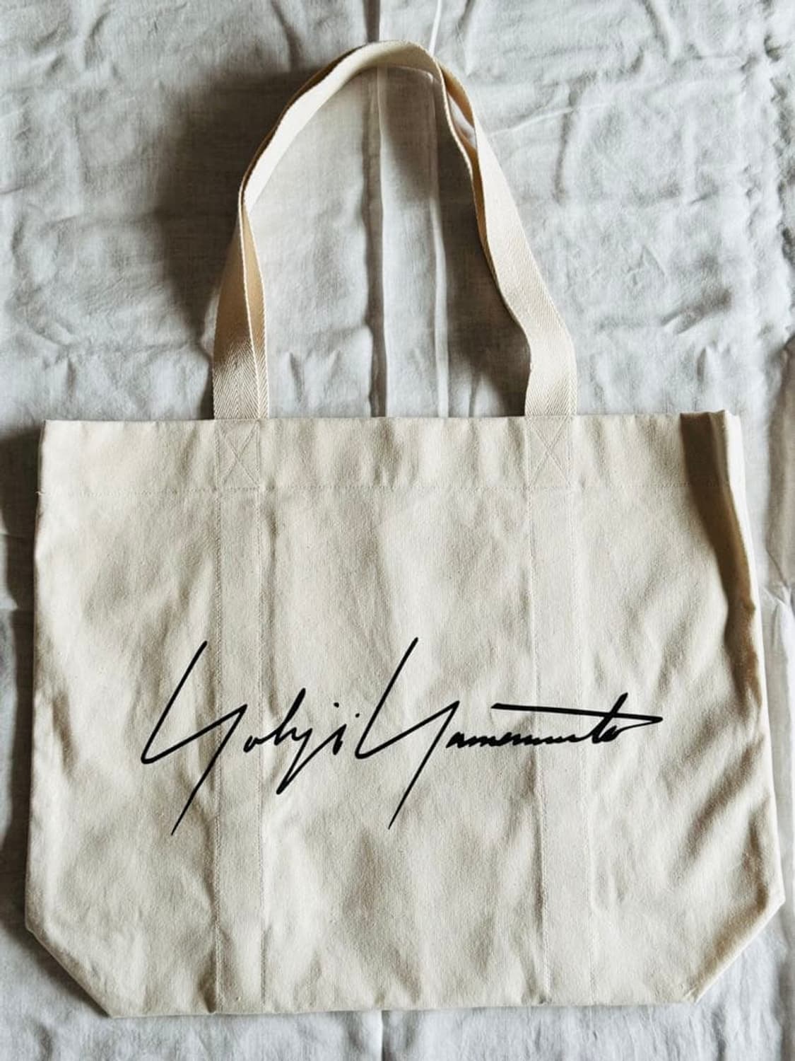 요지 야마모토 코튼 캔버스 레터링 토트백 상품이미지1