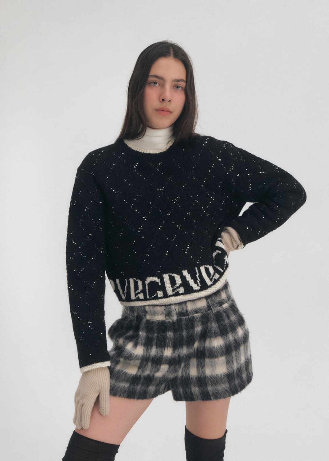 그로브 블로우 로우라이즈 쇼츠 팬츠 그레이체크 M사이즈 상품이미지2