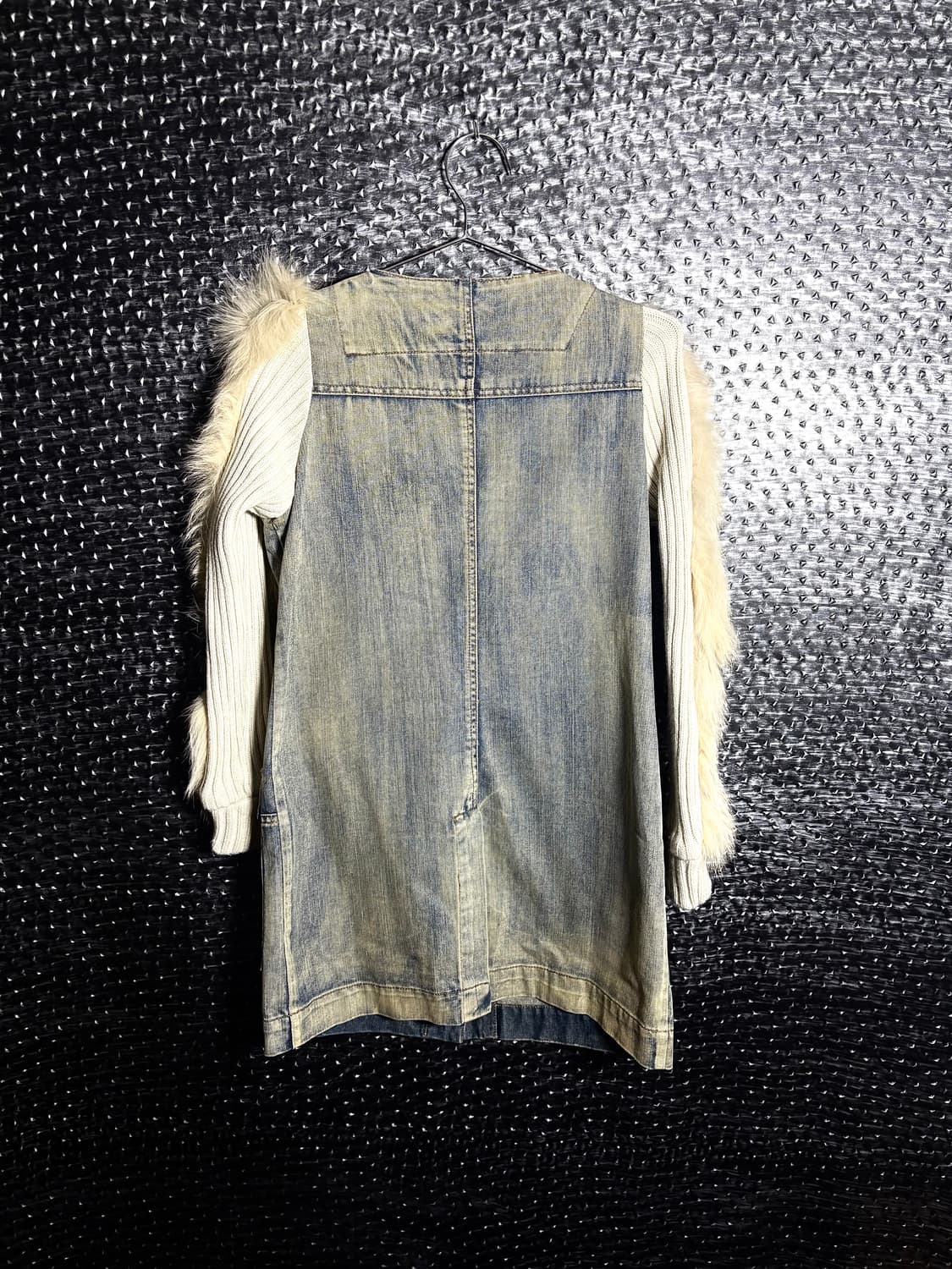 Poly style 데님 니트 퍼 슬리브 상품이미지2