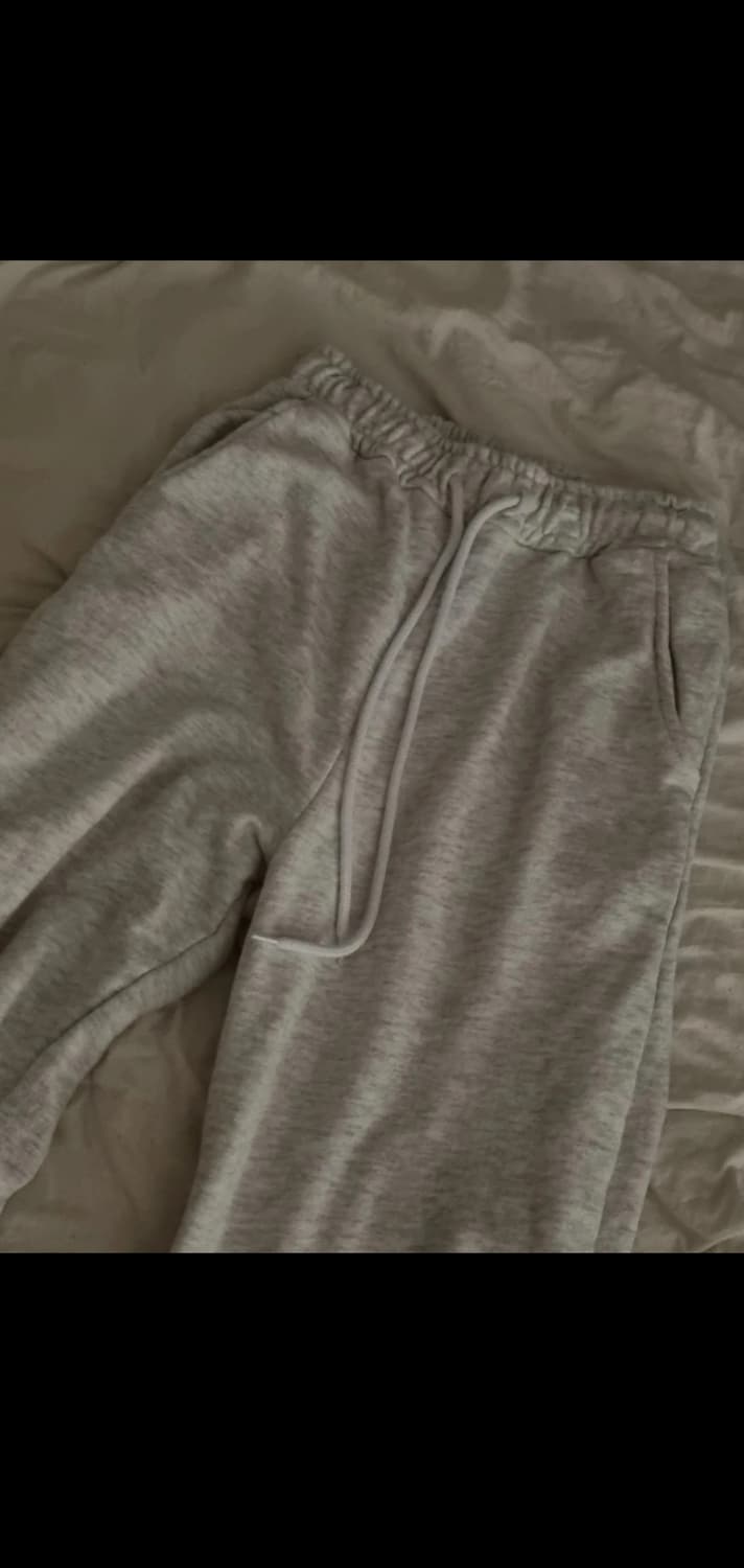 트레이닝 팬츠 화이트 멜란지 바지 와이드 긴바지 상품이미지1