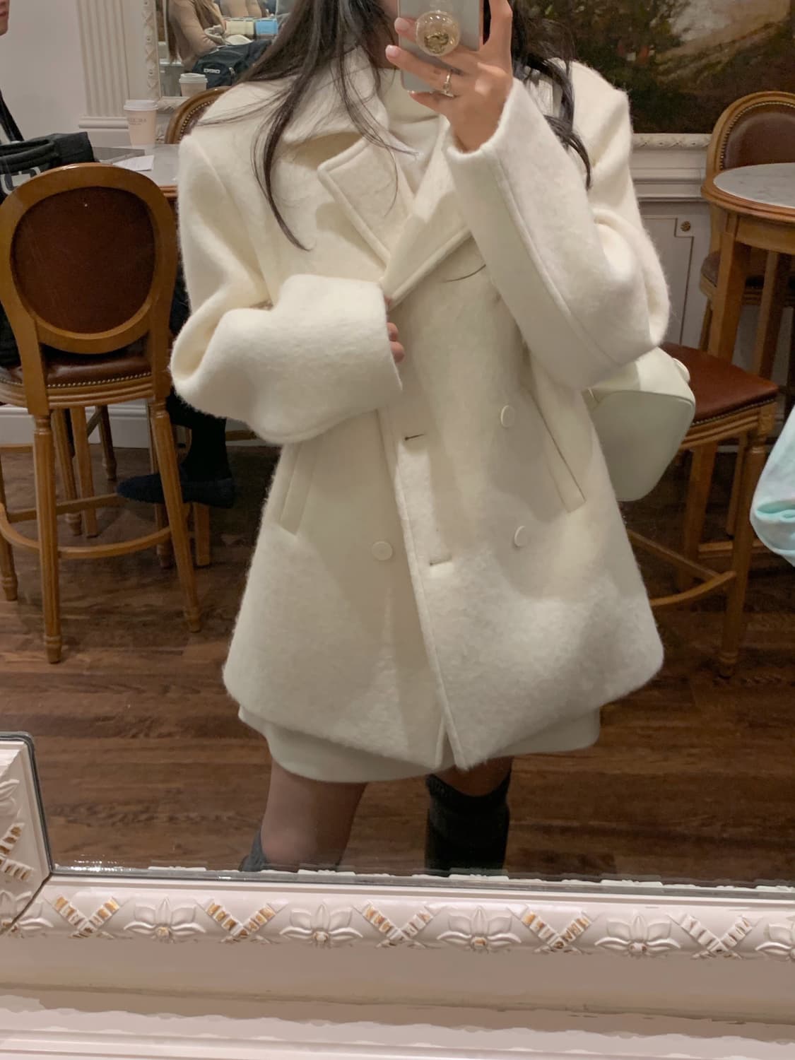 Leeds 리즈 클로티 알파카 하프 코트(아이보리) 상품이미지2