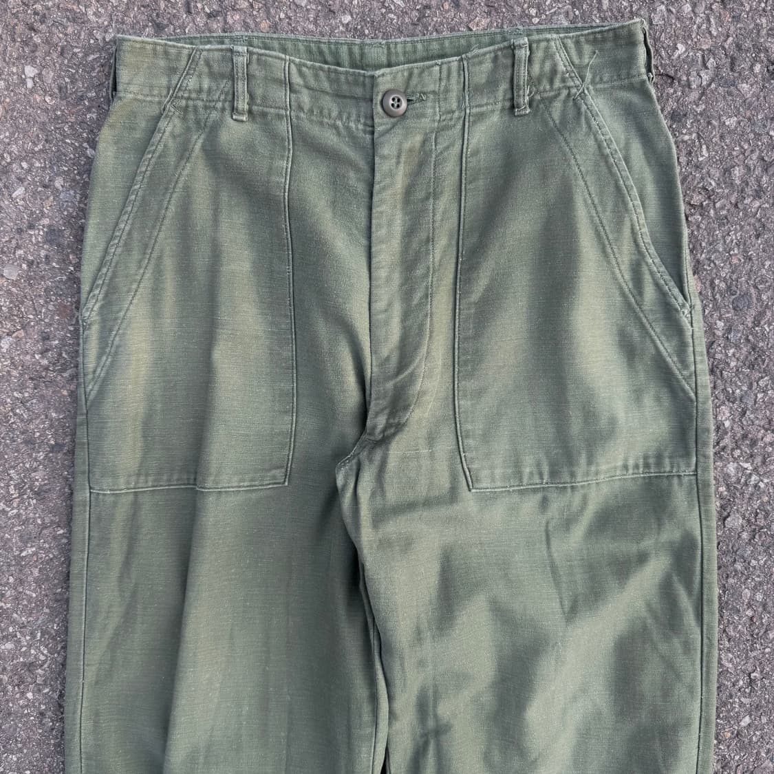 70s USA ARMY OG 트라우저 사틴 퍼티그 팬츠 상품이미지5